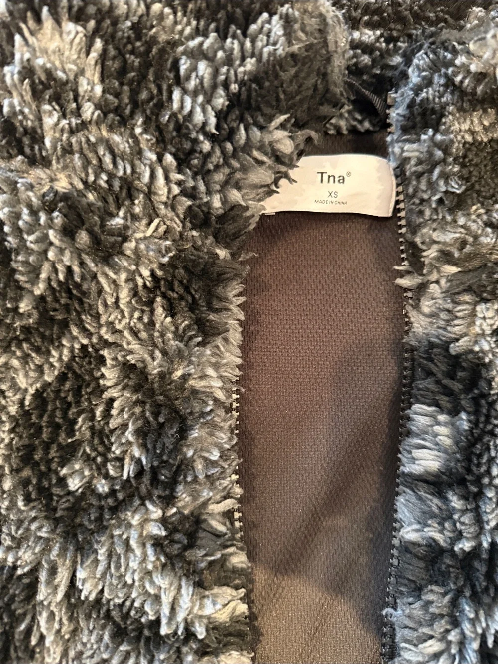 Aritzia TNA Fuzzy Leopard Zip Jacket - Black & Gray - Picture 2 of 3